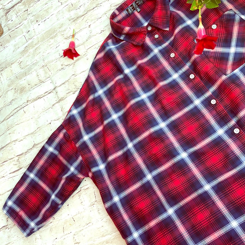 Cotton On drop sleeve light plaid shirt